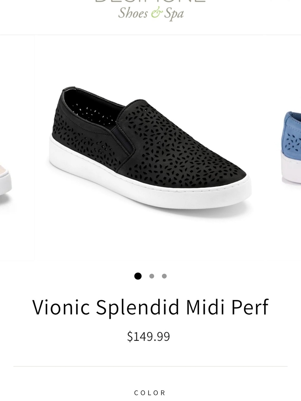 Vionic Splendid Midi Perfc  Black Perforated Slip-On Sneaker Size 9